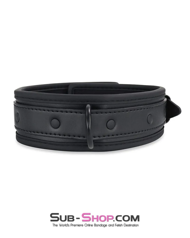 0657DL      Dark Side Padded Matte Black Collar with Leash Set