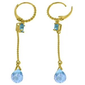 3.5 Carat 14K Solid Yellow Gold Rockstar Blue Topaz Earrings
