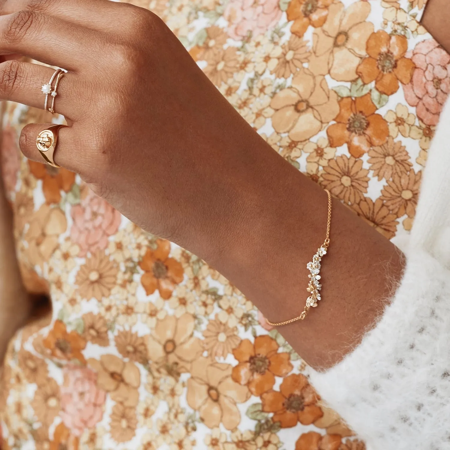 Alex Monroe In-Line Garden Gathering Bracelet with Itsy Bitsy Bee