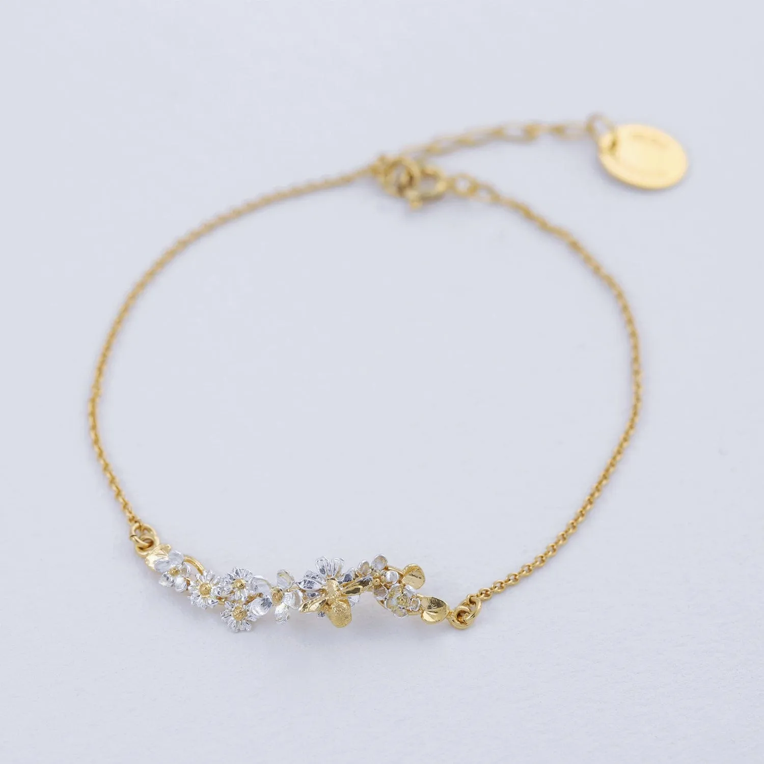 Alex Monroe In-Line Garden Gathering Bracelet with Itsy Bitsy Bee