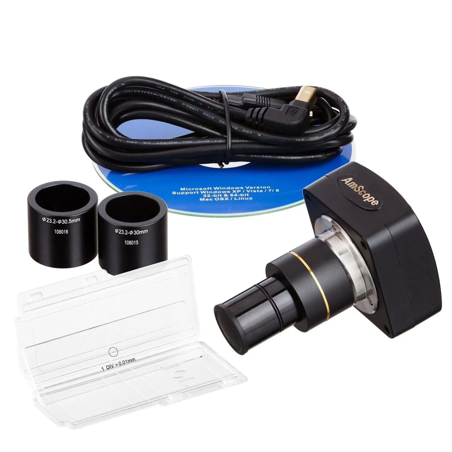 AmScope SM-1 Series Zoom Trinocular Stereo Microscope 3.5X-90X Magnification with 5MP USB 2.0 C-mount Camera on Pillar Stand