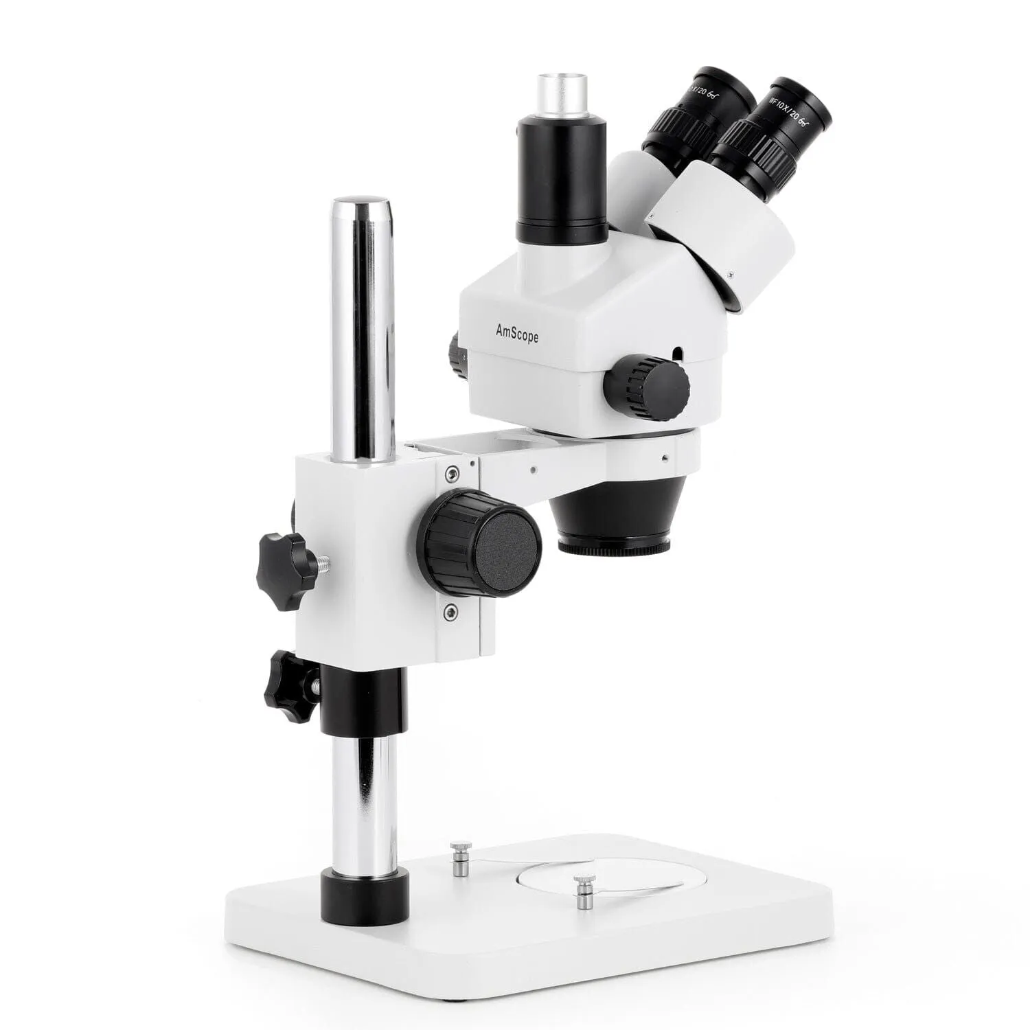 AmScope SM-1 Series Zoom Trinocular Stereo Microscope 3.5X-90X Magnification with 5MP USB 2.0 C-mount Camera on Pillar Stand