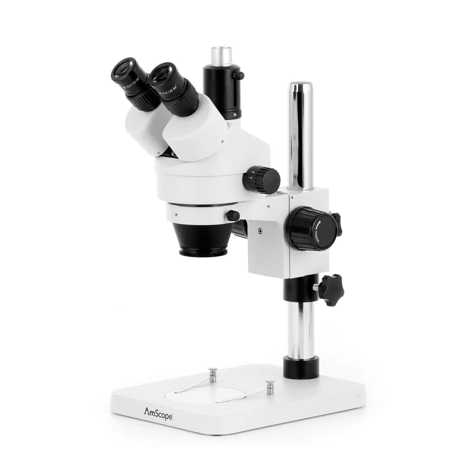 AmScope SM-1 Series Zoom Trinocular Stereo Microscope 3.5X-90X Magnification with 5MP USB 2.0 C-mount Camera on Pillar Stand