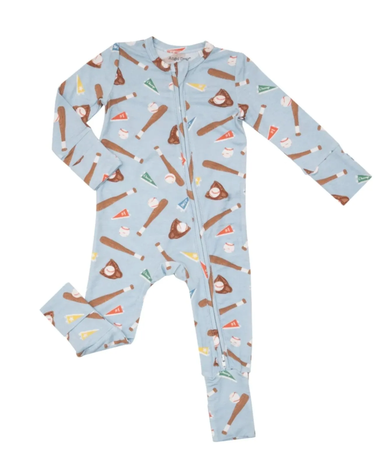 Angel Dear Baby Baseball 2-Way Zipper Romper Pajamas