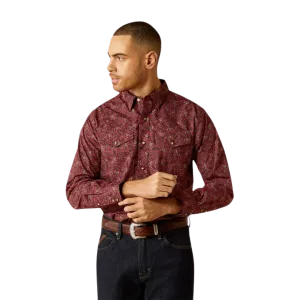 Ariat Men's Samson Classic Fit Long Sleeve Dark Red Shirt