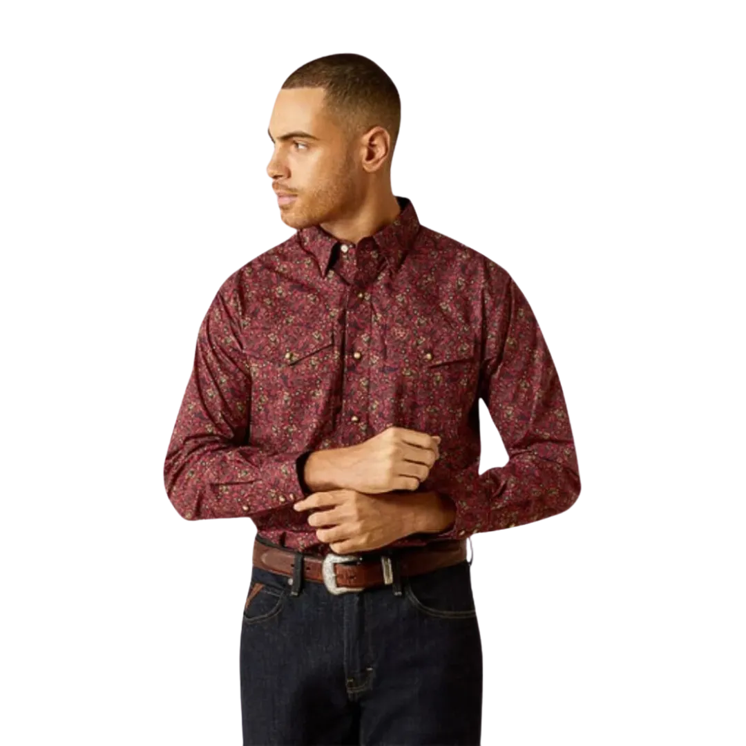 Ariat Men's Samson Classic Fit Long Sleeve Dark Red Shirt