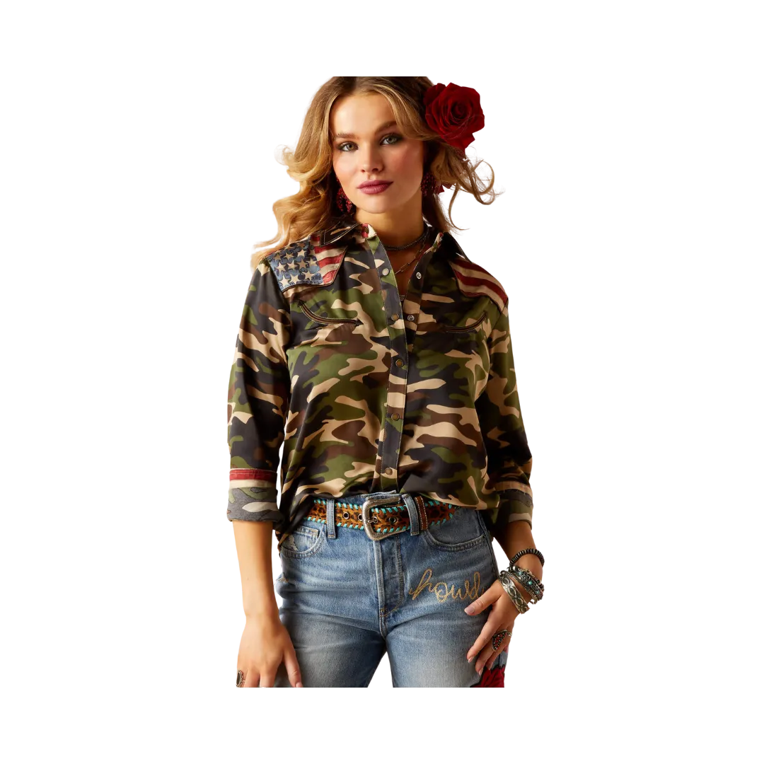 Ariat Women's Camo Pride Rodeo Quincy Eeuu Shirt