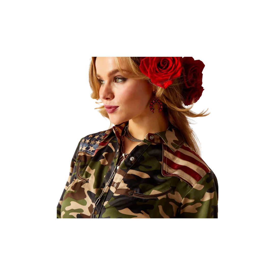 Ariat Women's Camo Pride Rodeo Quincy Eeuu Shirt