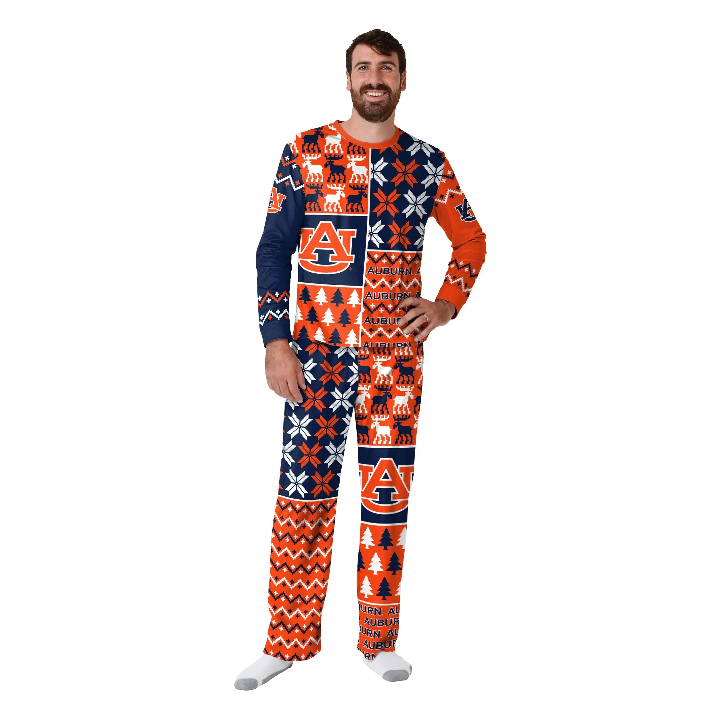 Auburn Tigers NCAA Busy Block Family Holiday Pajamas