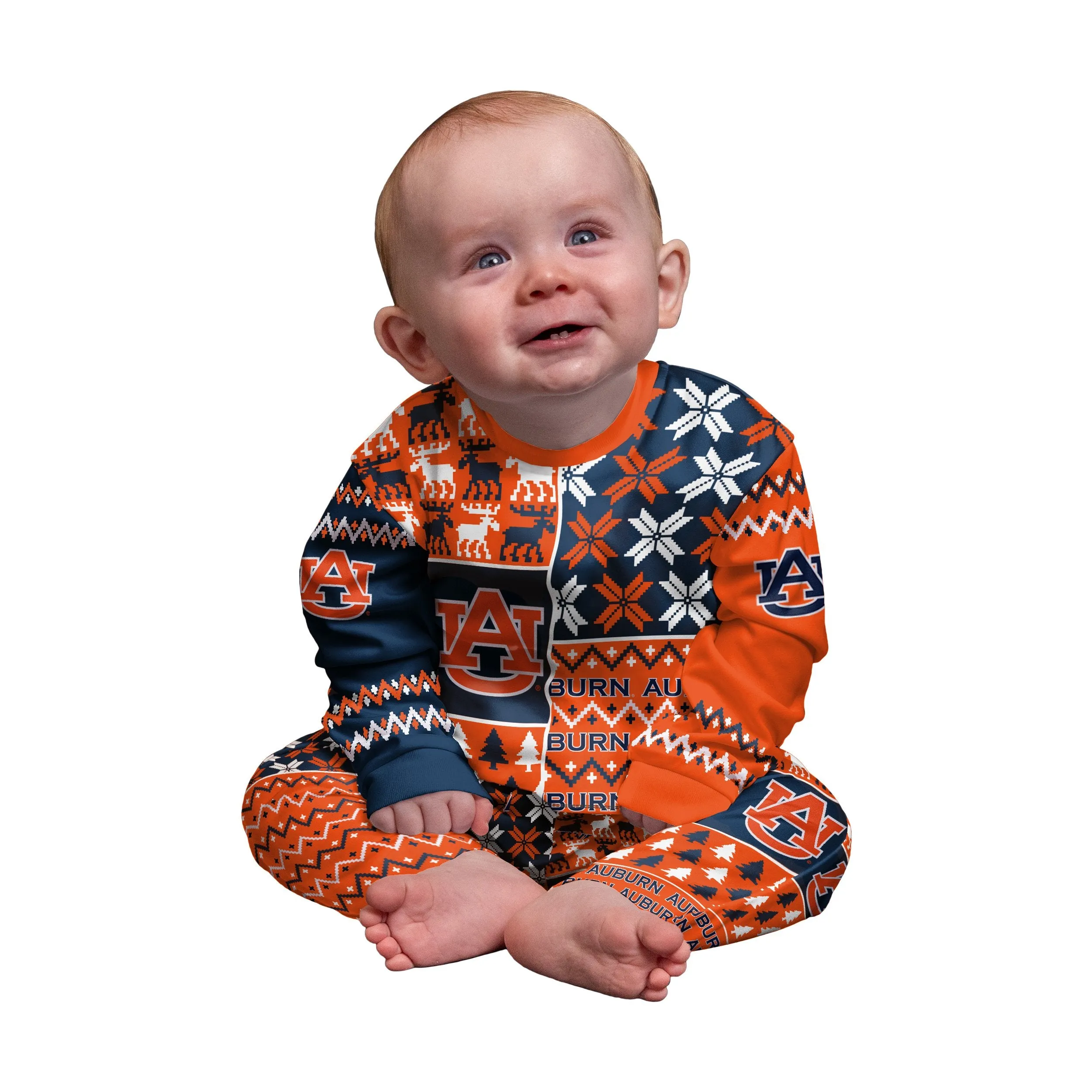 Auburn Tigers NCAA Busy Block Family Holiday Pajamas