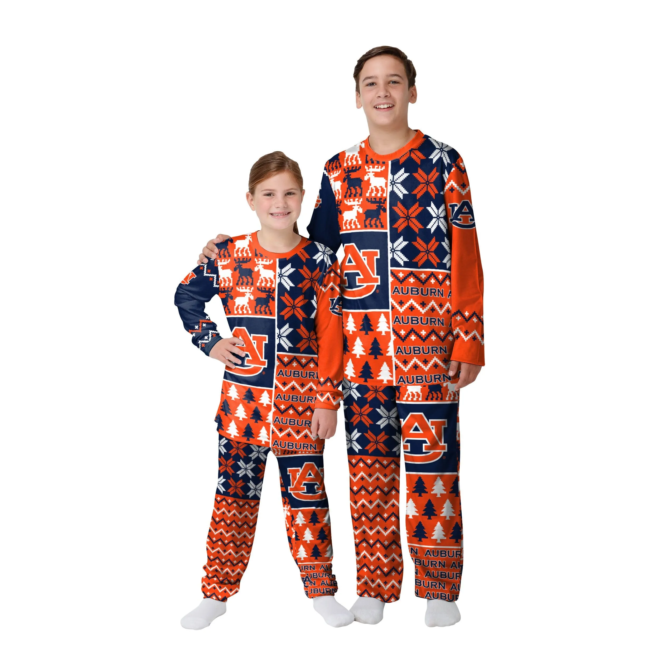 Auburn Tigers NCAA Busy Block Family Holiday Pajamas