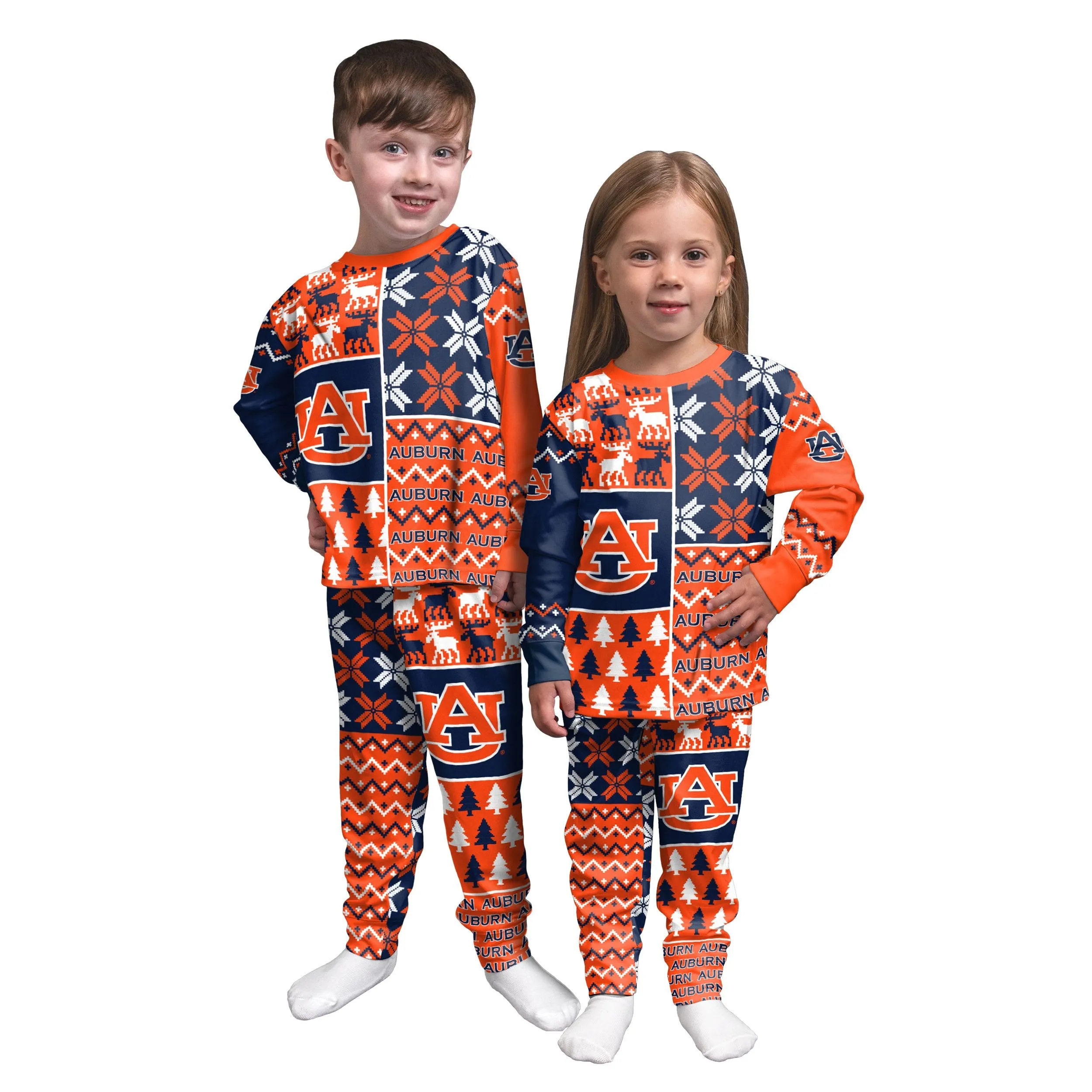 Auburn Tigers NCAA Busy Block Family Holiday Pajamas