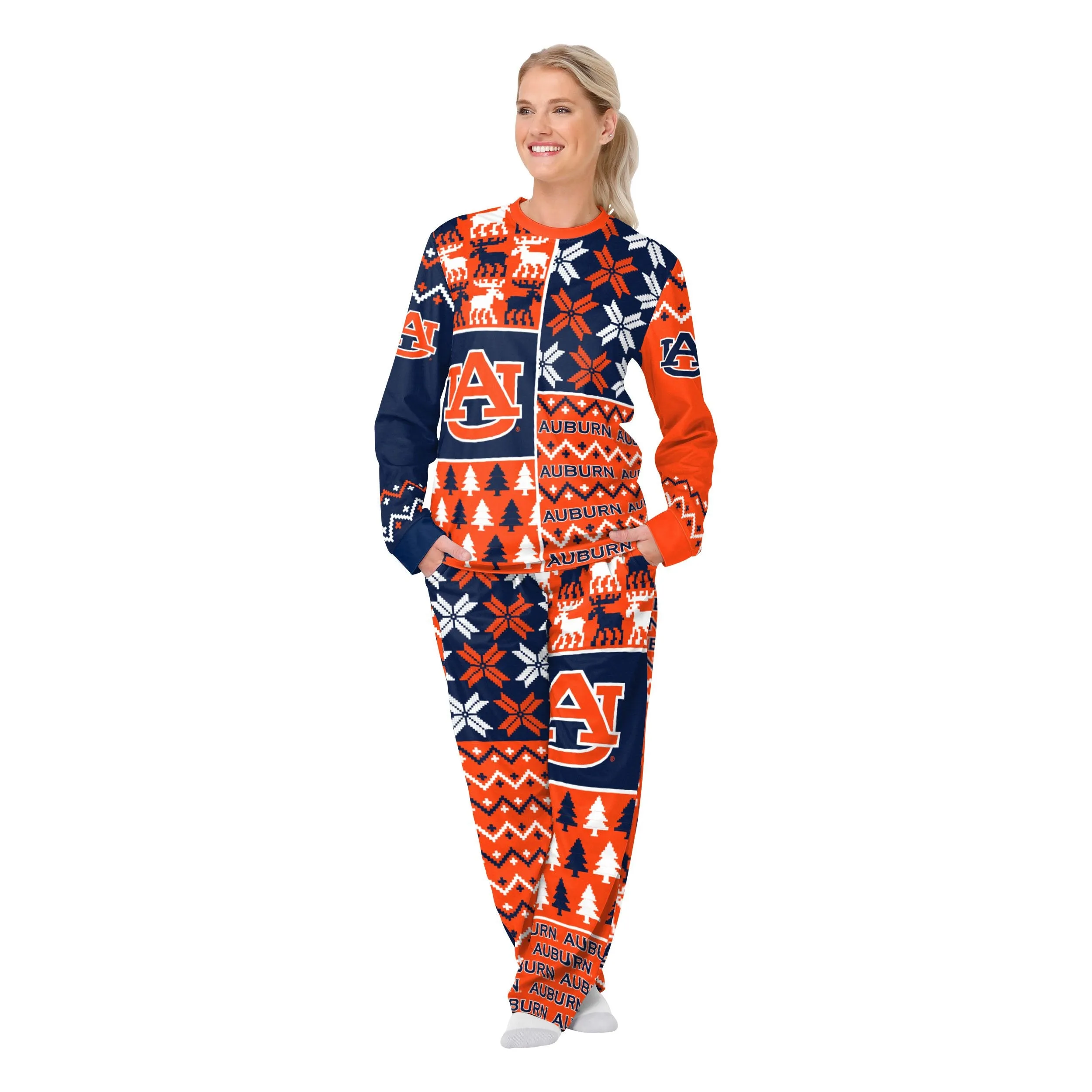 Auburn Tigers NCAA Busy Block Family Holiday Pajamas