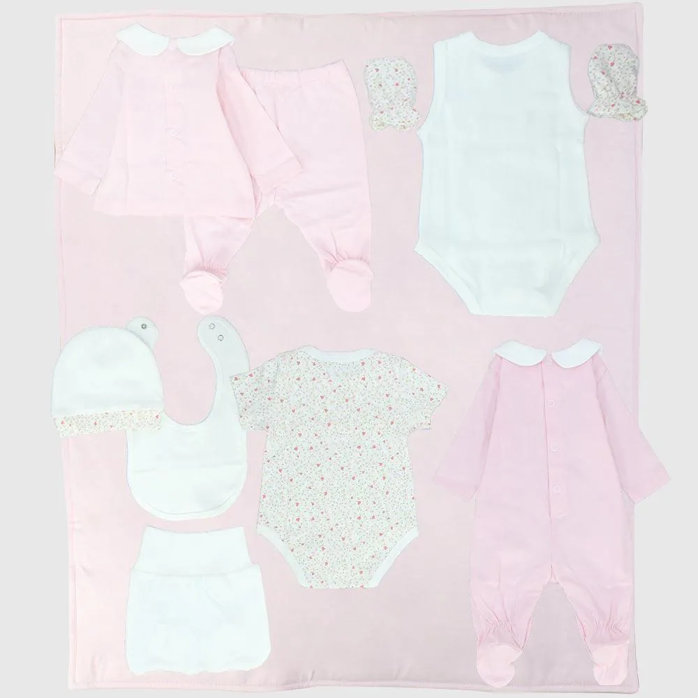 Baby Pink 9-Piece Baby Layette Set