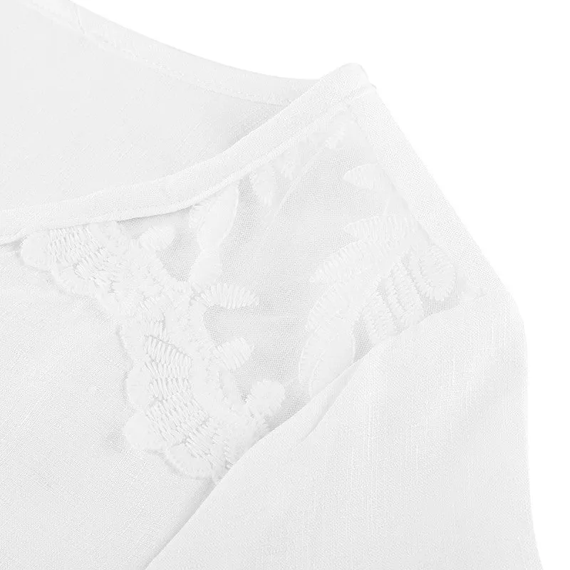 Bella in White--  Boho Midrift Blouse with Flowing Sleeves
