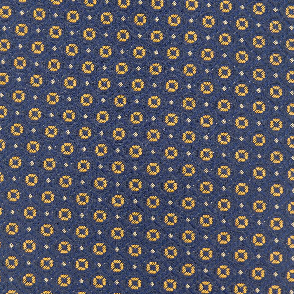 Blue and Yellow Circles Motif Woven Silk Tie