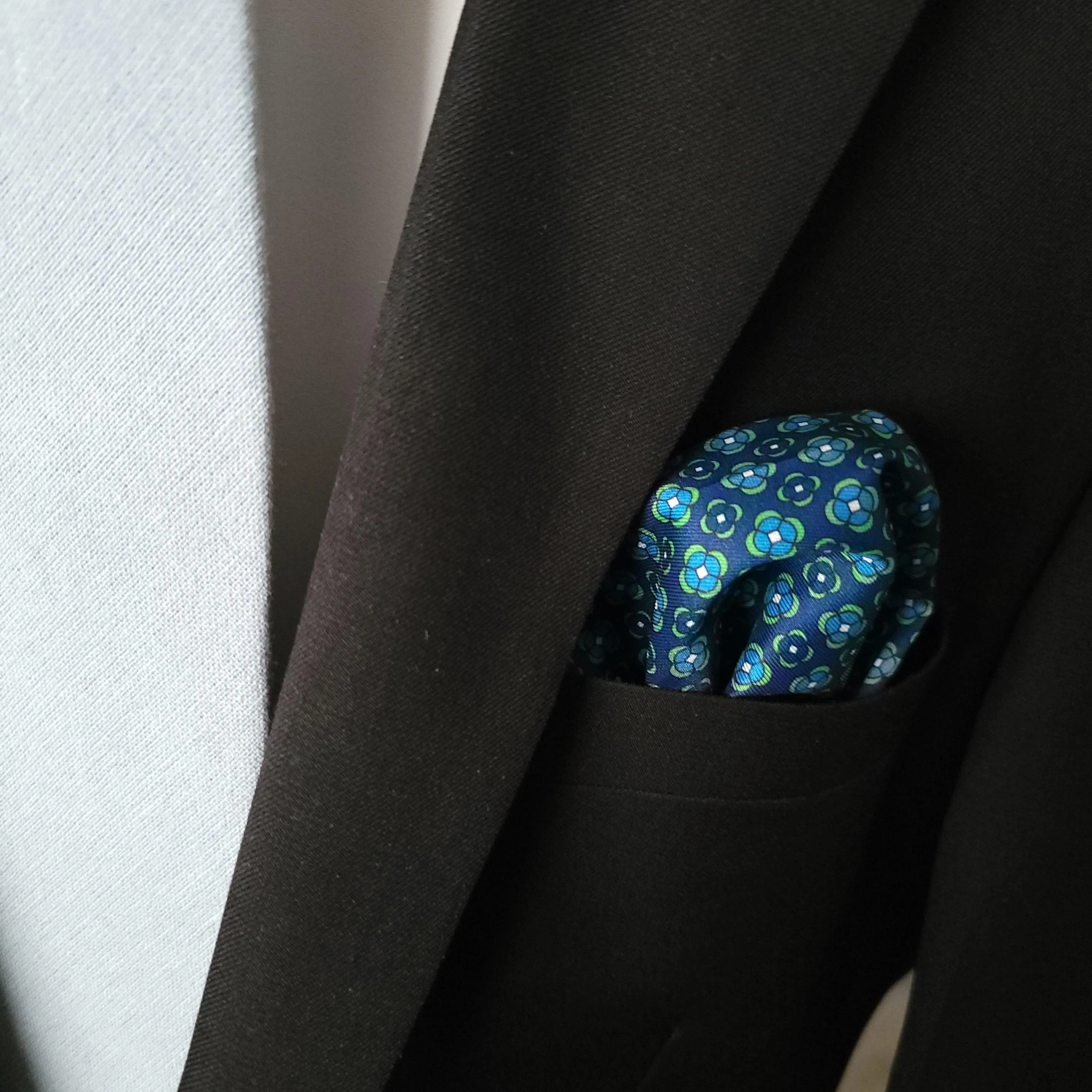 Blue Green Stylish and Elegant Silk Pocket Square