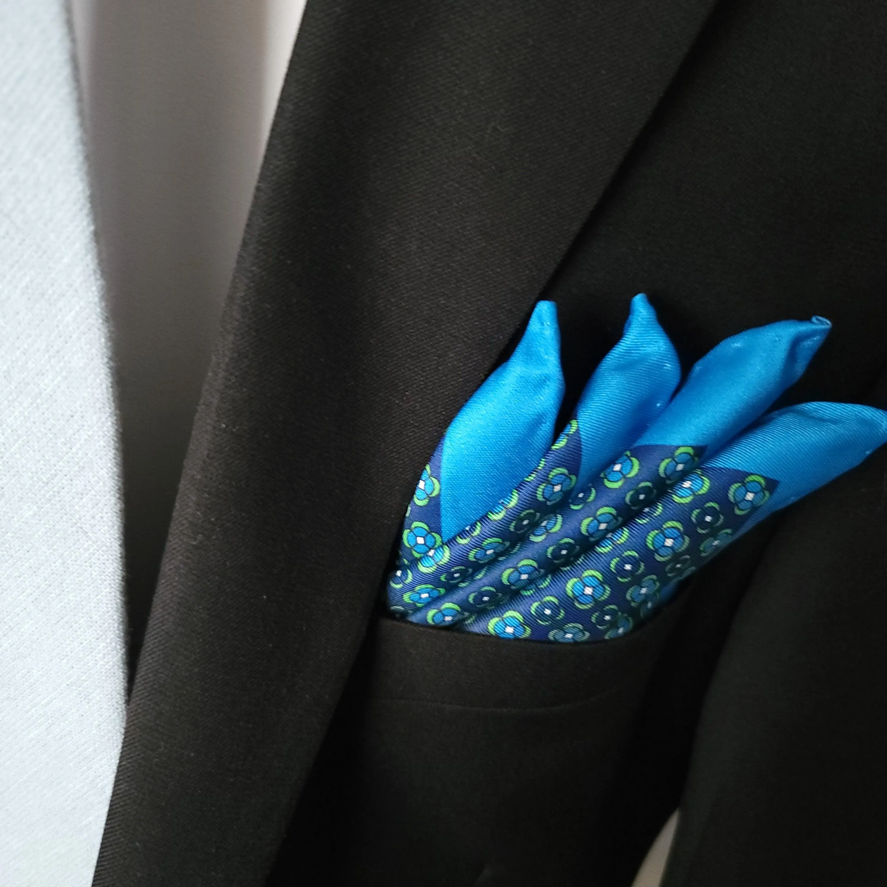 Blue Green Stylish and Elegant Silk Pocket Square