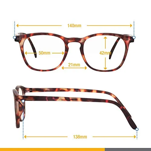 Blue Light Blocking Glasses - Computer Screen Bluelight Protection - Anti UV - Charleston Model ( 1.25, Tortoise)