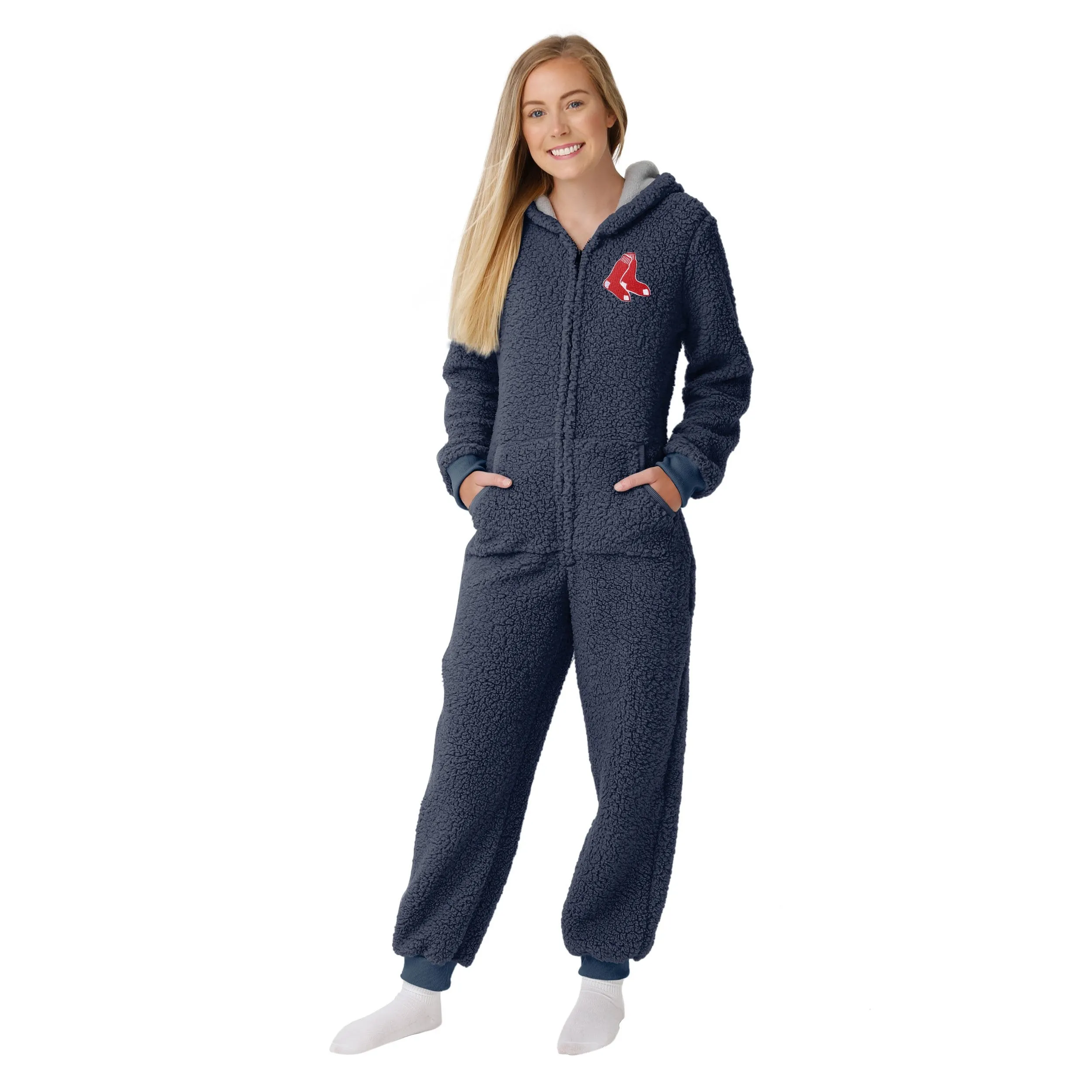 Boston Red Sox MLB Womens Sherpa One Piece Pajamas