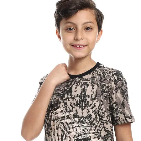 Boy's Summer Pajama Comfort Cotton Comfy - Black and Beige