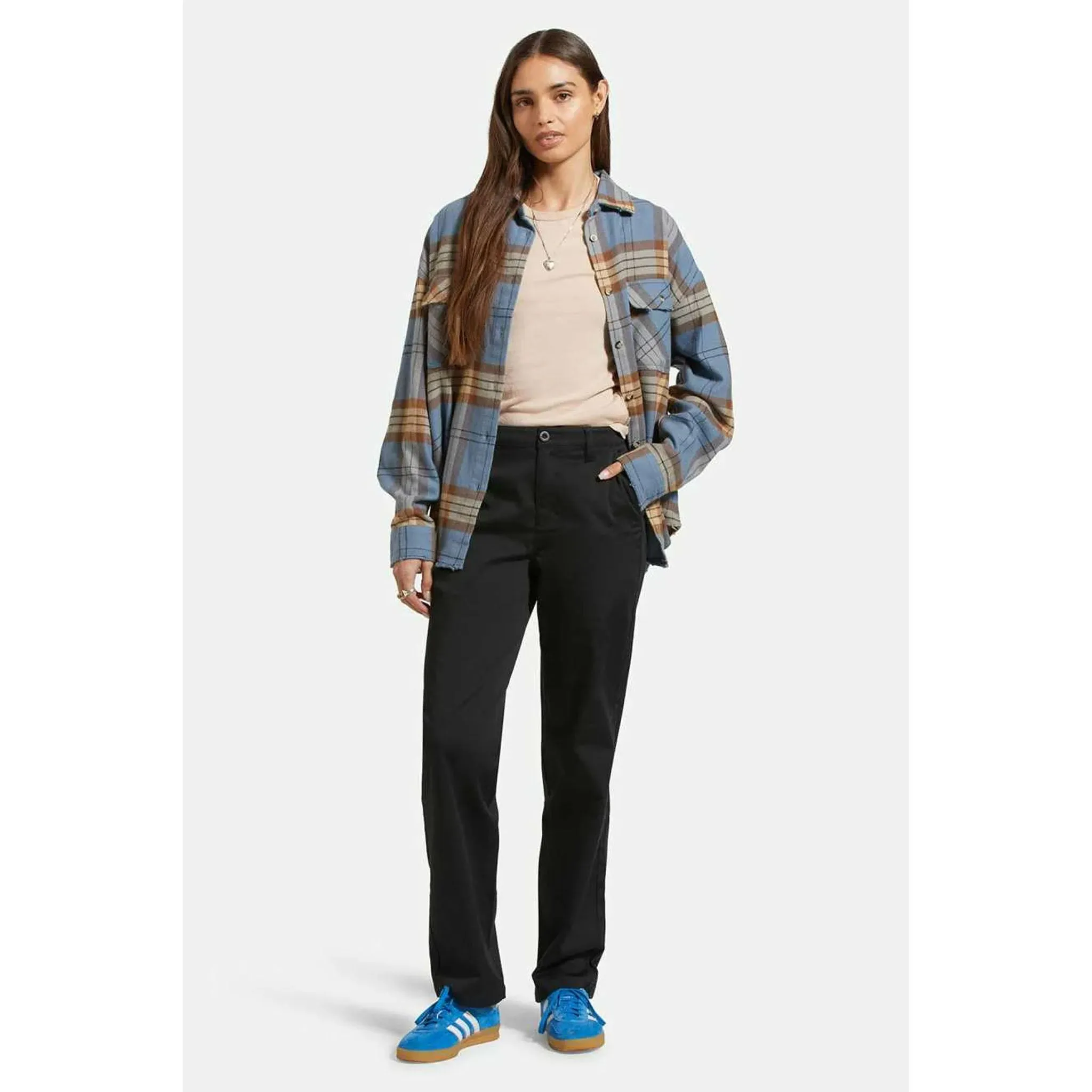 Brixton Women's Bowery Flannel in Flint Blue