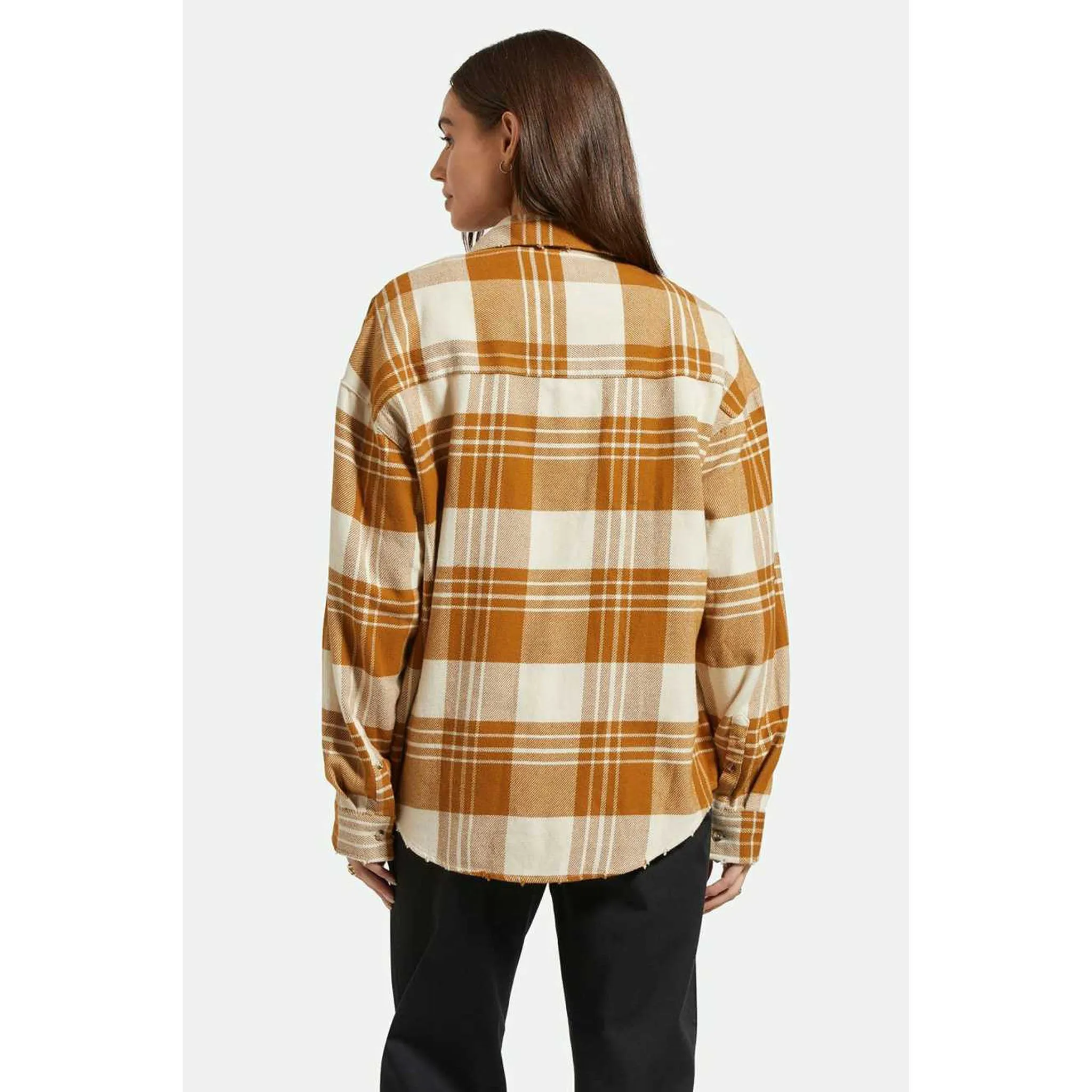 Brixton Women's Bowery Flannel in Washed Copper Plaid