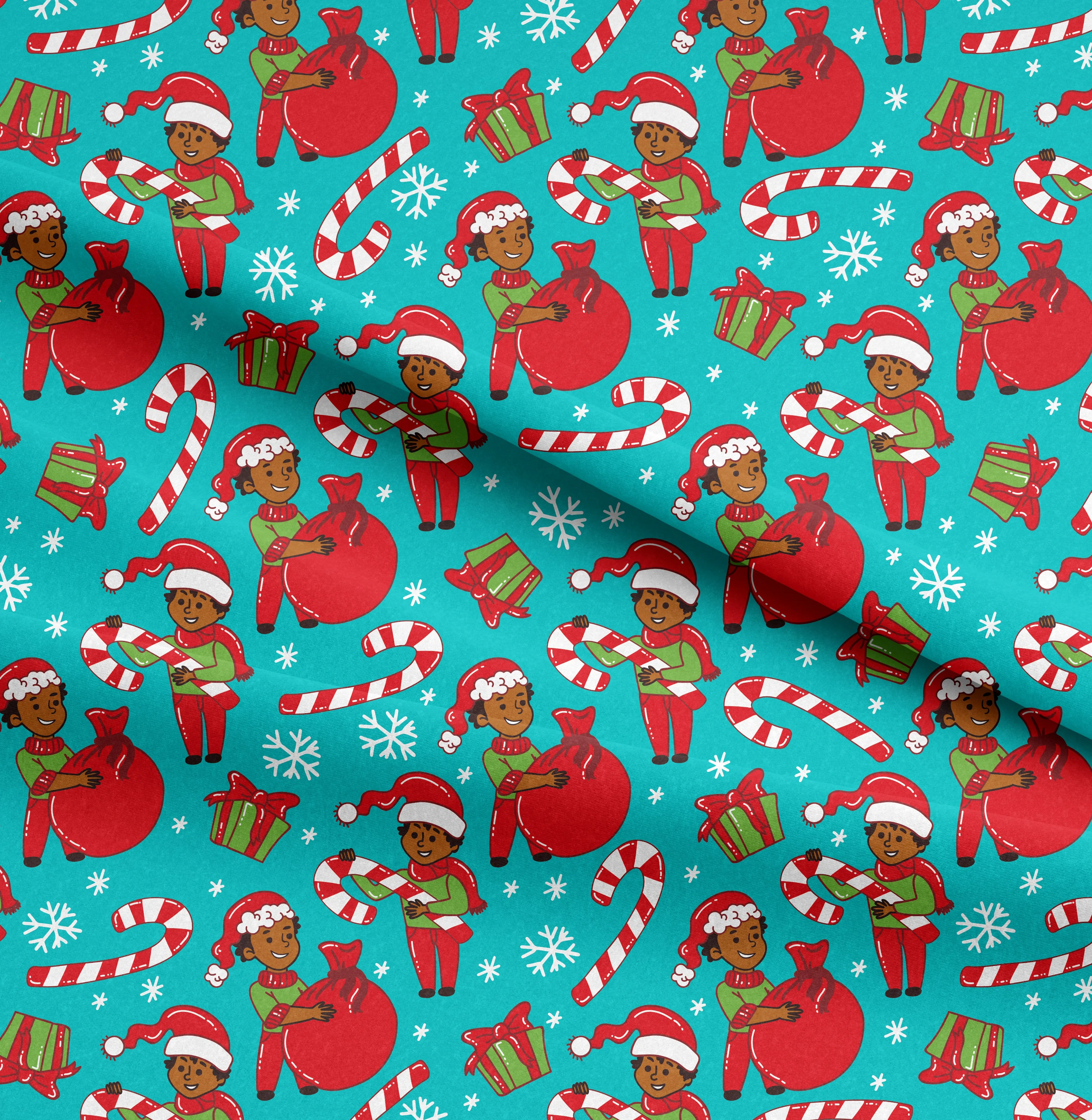 Candy Cane King  (Teal) Coral Fleece Pajama Pants (8-15Y)