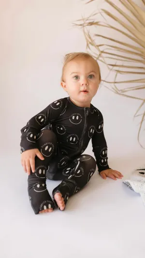 Charcoal   White FF Smile Double Zip PJ