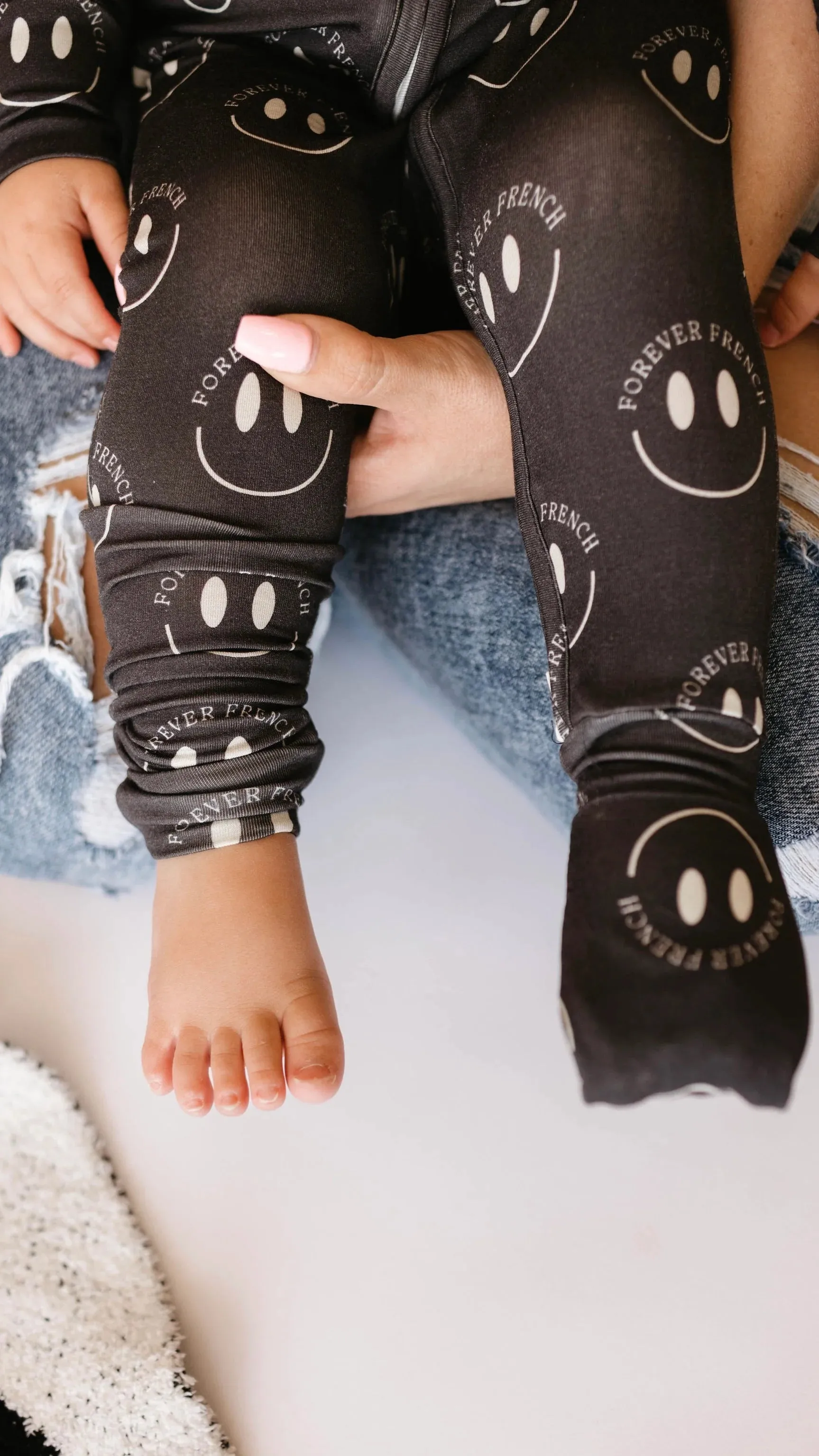 Charcoal   White FF Smile Double Zip PJ