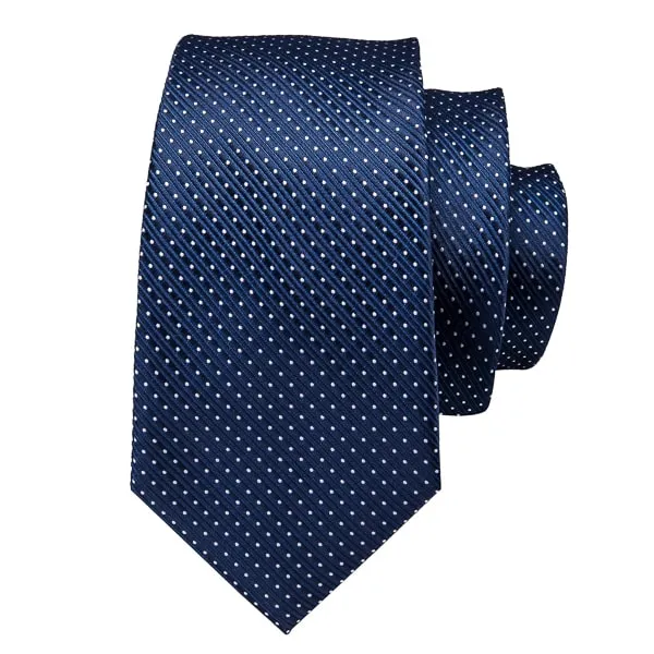 Classy Men Navy Blue Dotted Silk Tie