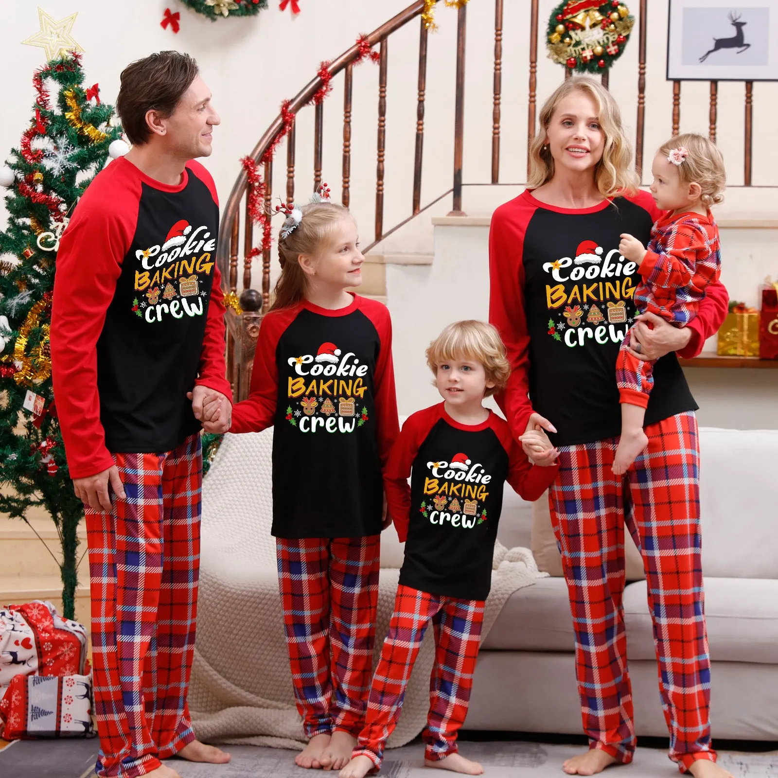 “Cookie Baking Crew” Christmas Plaid Family Pajama Set