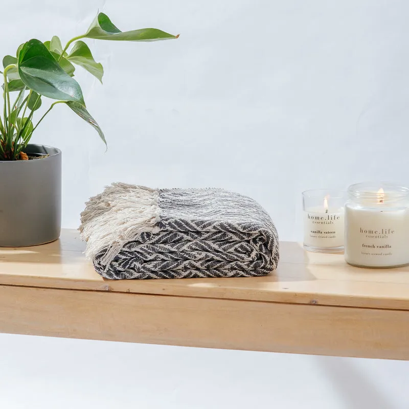 Cotton Bay Big Weave Throw - Dark Grey