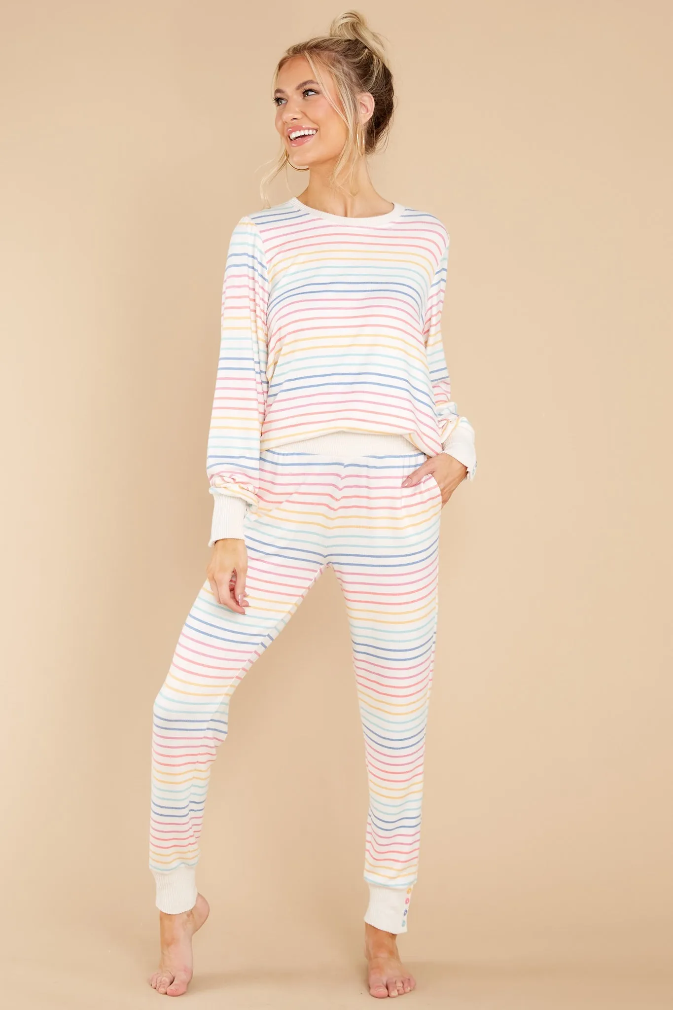Crazy About Color Ivory Multi Stripe Top