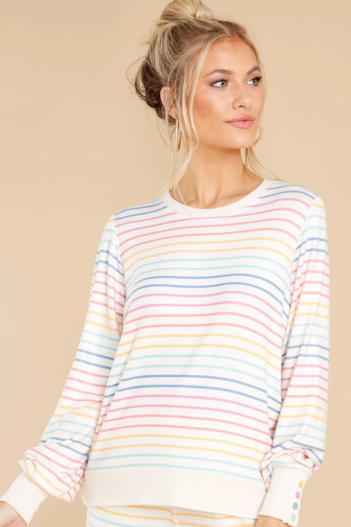 Crazy About Color Ivory Multi Stripe Top