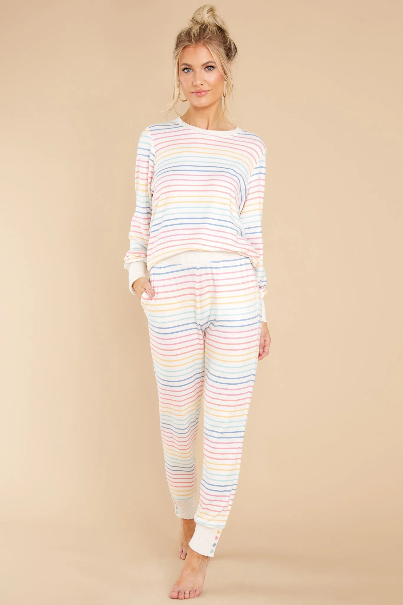 Crazy About Color Ivory Multi Stripe Top