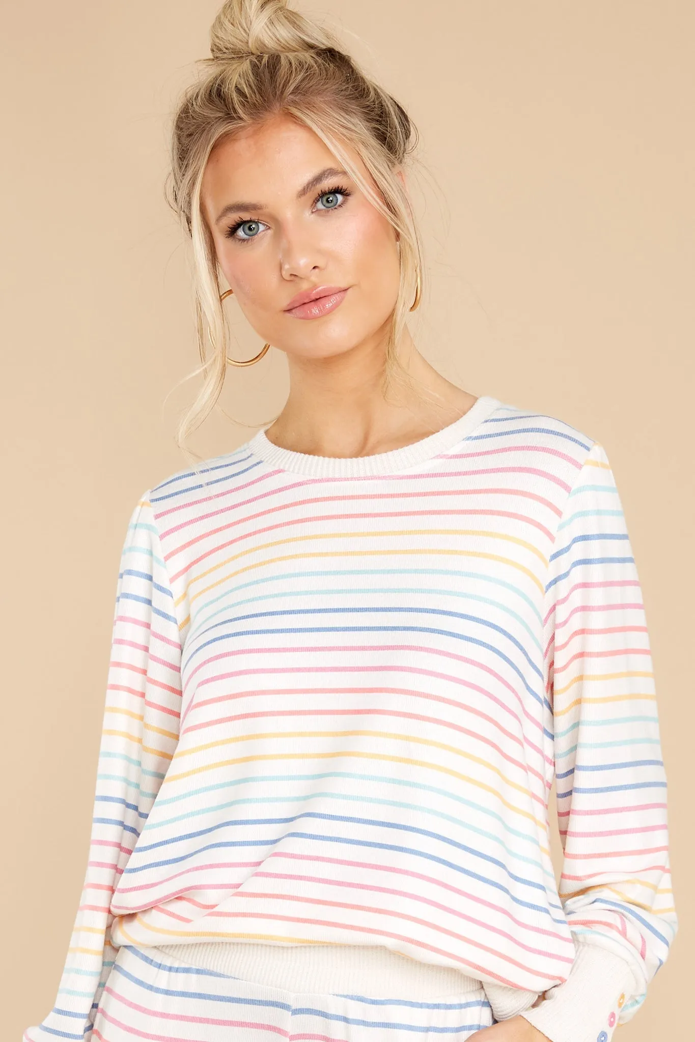 Crazy About Color Ivory Multi Stripe Top