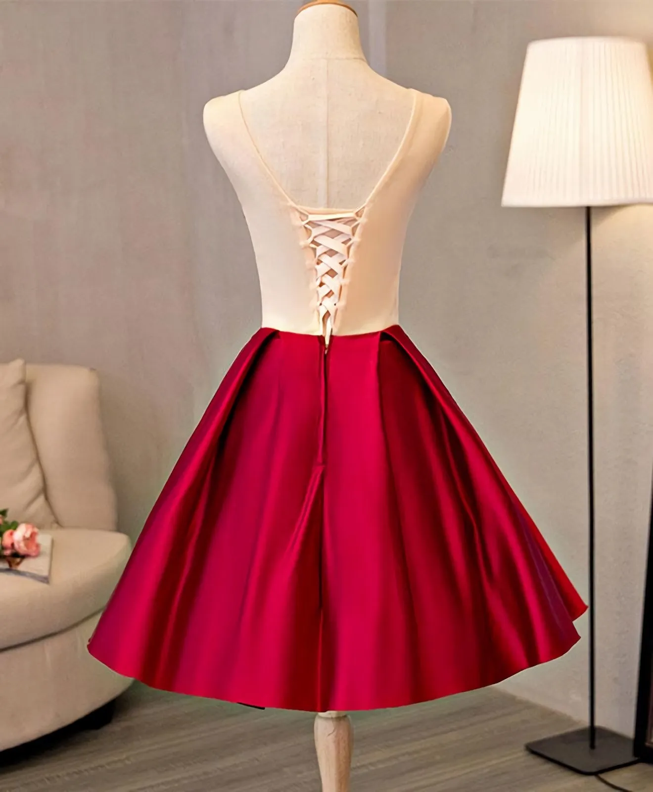 Cute A Line Lace Short Prom Dress Homecoming Dress
