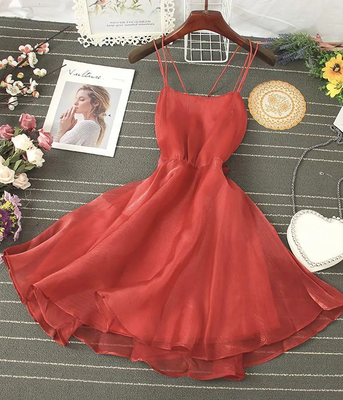 Cute Tulle Backless Short Dress Mini Homecoming Dress