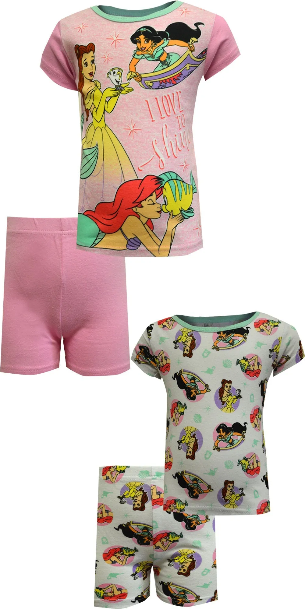 Disney Princesses I Love To Shine 4 Piece Cotton Pajama