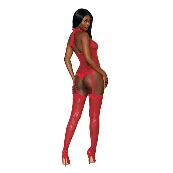 Dreamgirl Seamless Heart Fishnet Bodystocking