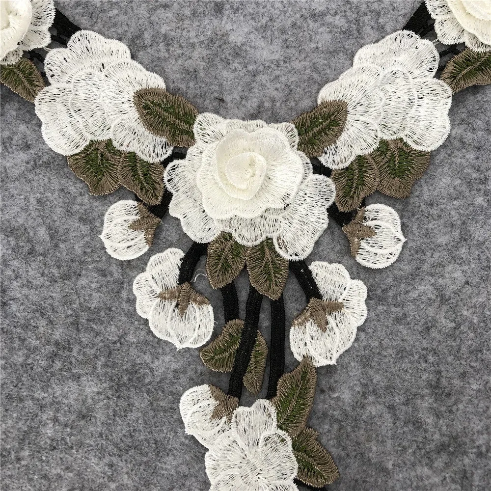 Floral Lace Neckline Collar Trim for Clothing Applique Embroidery