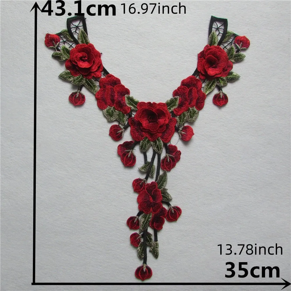 Floral Lace Neckline Collar Trim for Clothing Applique Embroidery