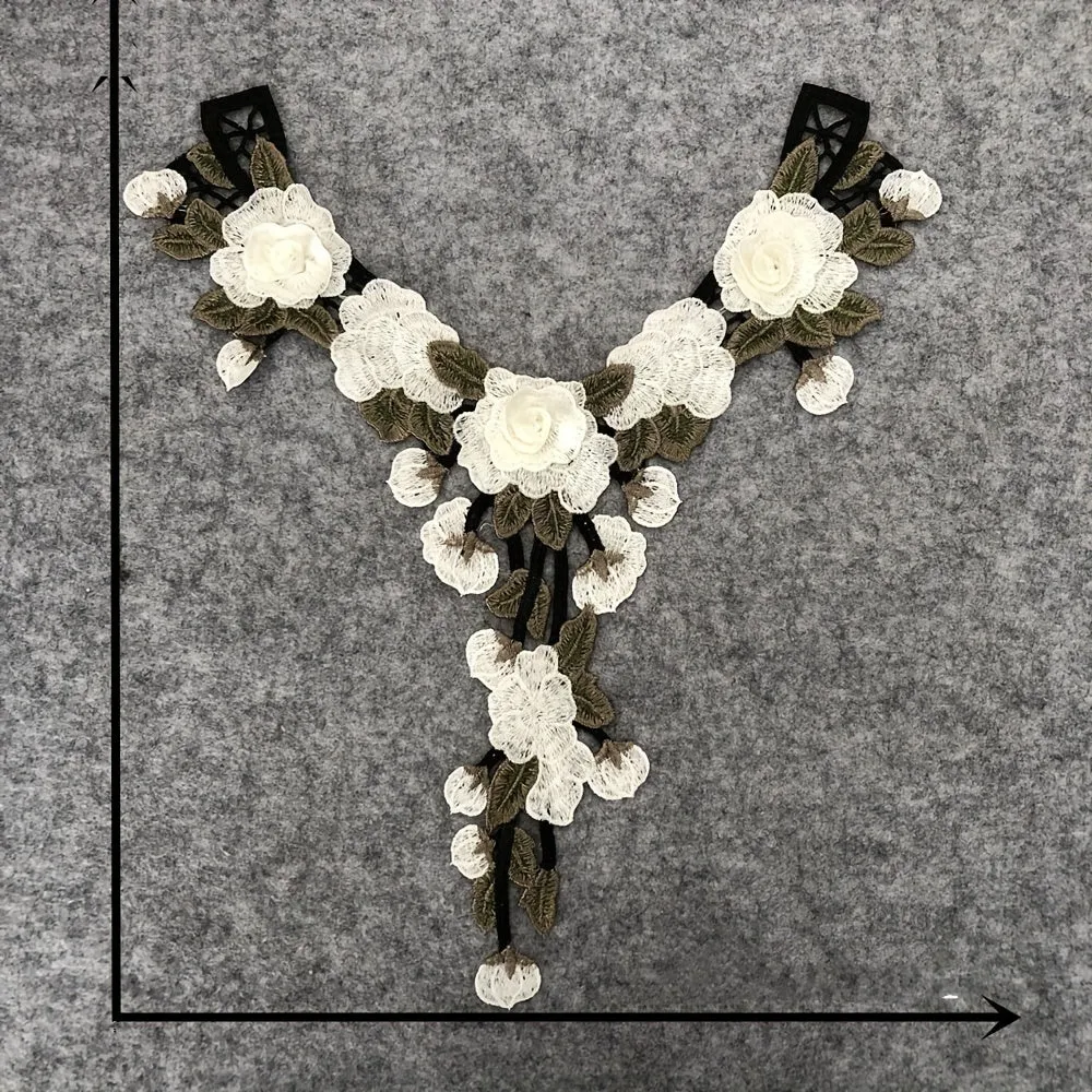 Floral Lace Neckline Collar Trim for Clothing Applique Embroidery