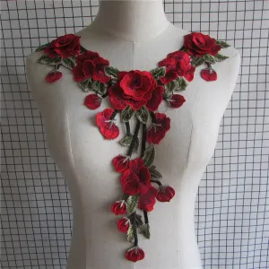 Floral Lace Neckline Collar Trim for Clothing Applique Embroidery