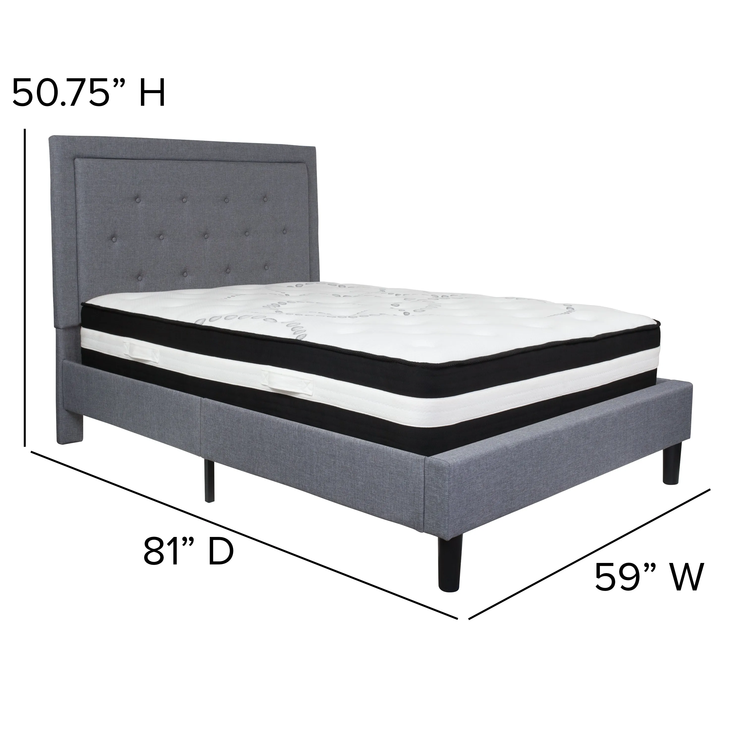 Full Platform Bed Set-Gray SL-BM-26-GG