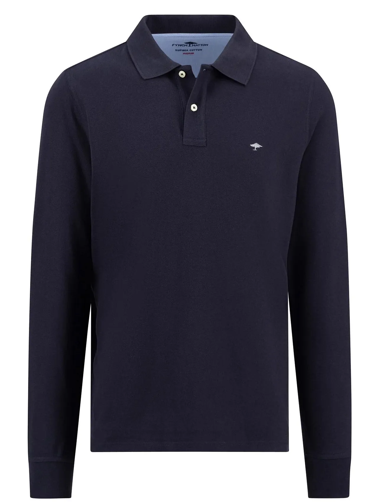 FYNCH HATTON Long Sleeve Polo Shirt - Men's Soft Cotton – Navy
