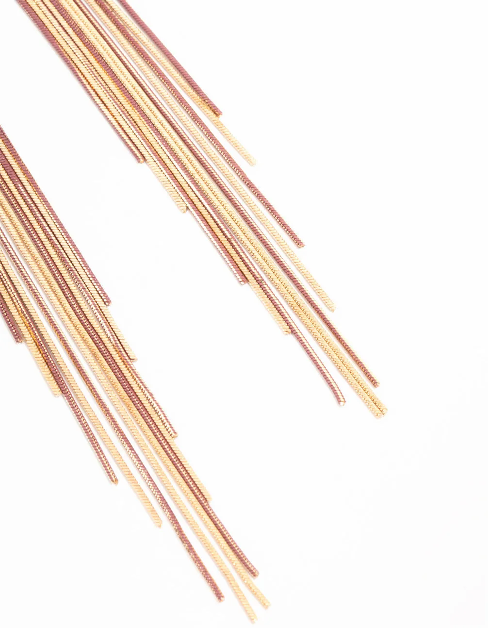 Gold & Pink Waterfall Cut Chain Earrings