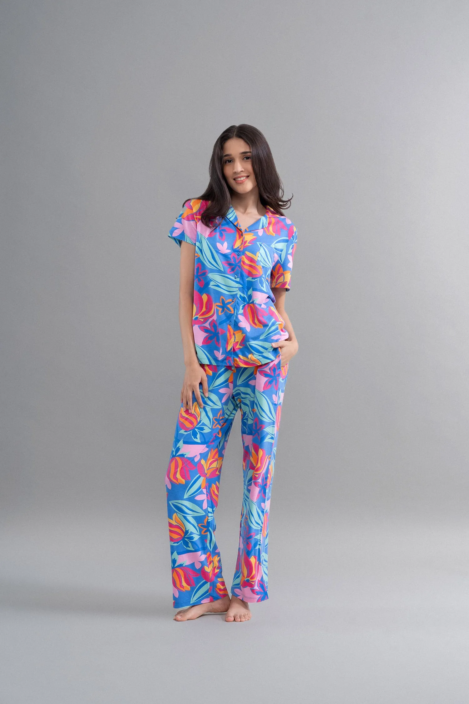 Hawaii Flower Modal Flared Pajamas