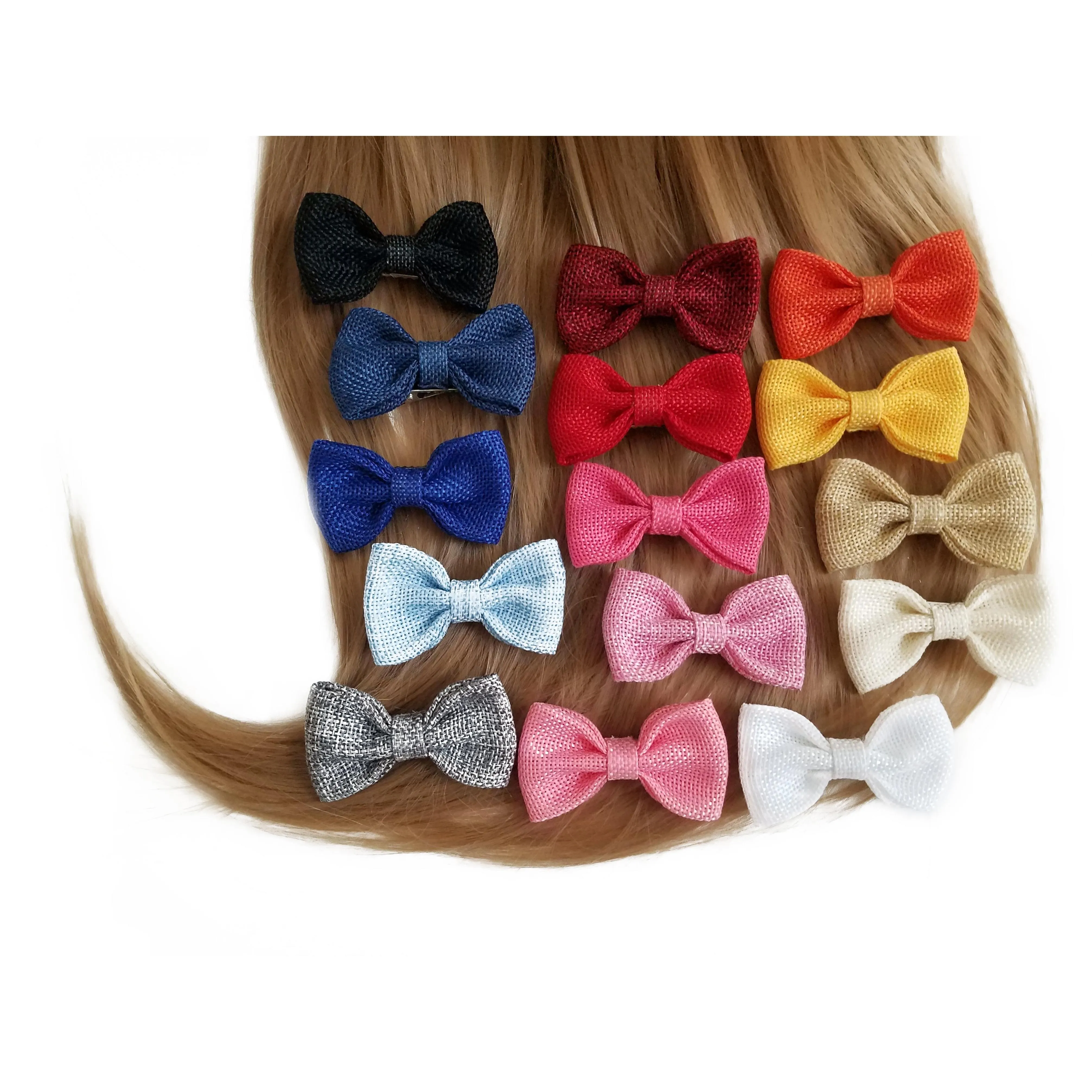 Ivory 3" Burlap Hair Bow clips